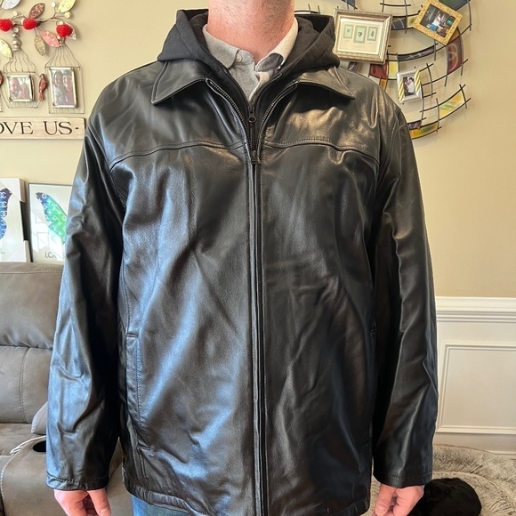 Black Rivet Vintage Leather Jacket with Hoodie - 3XLT - Picture 2 of 9